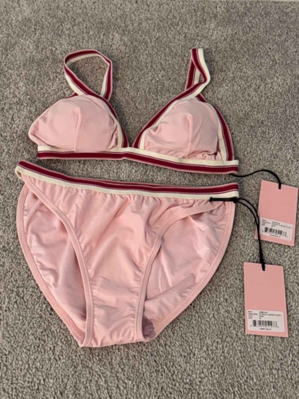 Light Pink Two-Piece Bikini Set with Contrast Trim